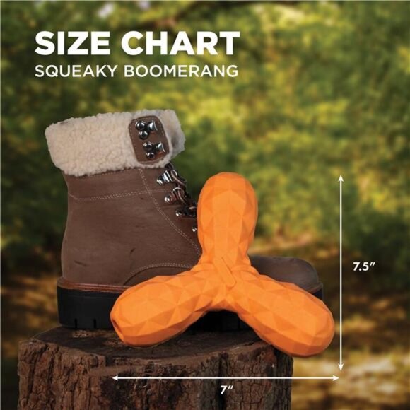 Squeaky Boomerang, Orange Tough, Engaging, & Interactive - Picture 8 of 9